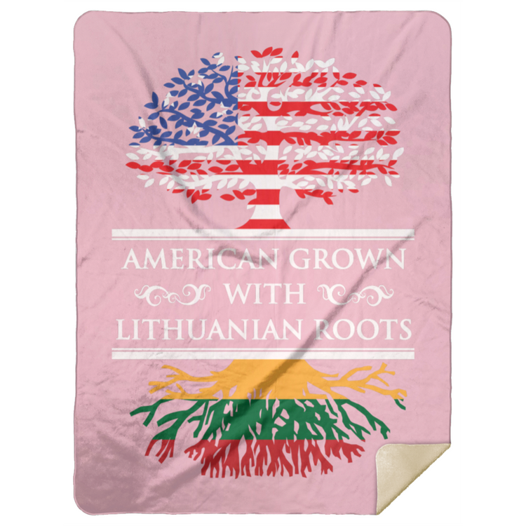 American Grown Lithuanian Roots - Premium Mink Sherpa Blanket 60x80