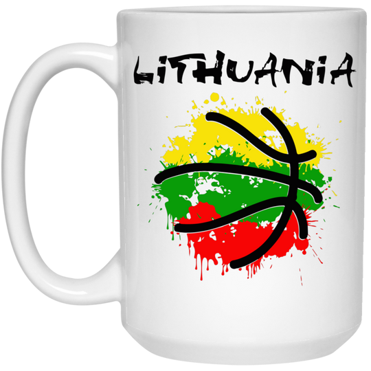 Abstract Lithuania - 15 oz. White Ceramic Mug - Lithuania Strong