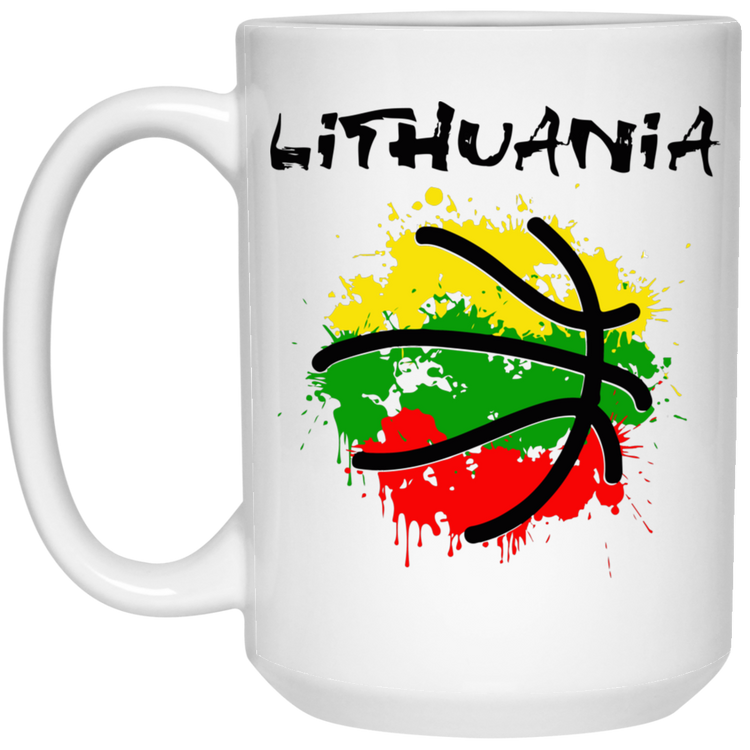 Abstract Lithuania - 15 oz. White Ceramic Mug - Lithuania Strong