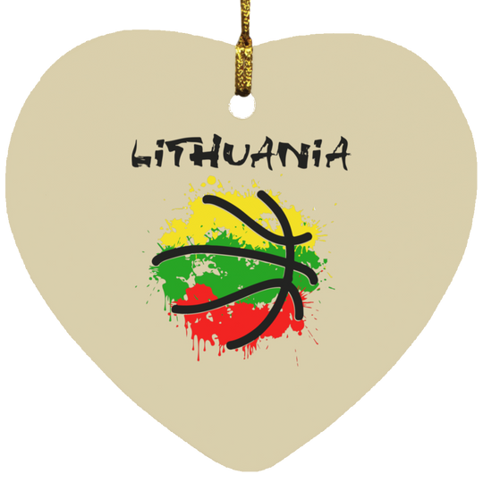 Abstract Lithuania - MDF Heart Ornament - Lithuania Strong