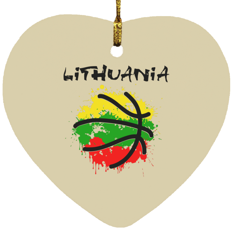 Abstract Lithuania - MDF Heart Ornament - Lithuania Strong