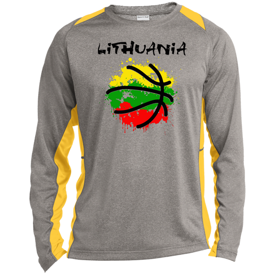 Abstract Lithuania - Mens Long Sleeve Colorblock Activewear Performance T - Lithuania Strong