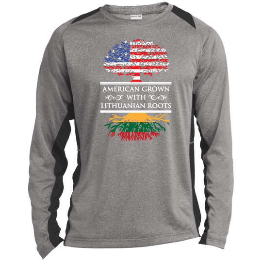 Amercian Grown Lithuanian Roots - Mens Long Sleeve Colorblock Activewear Performance T - Lithuania Strong