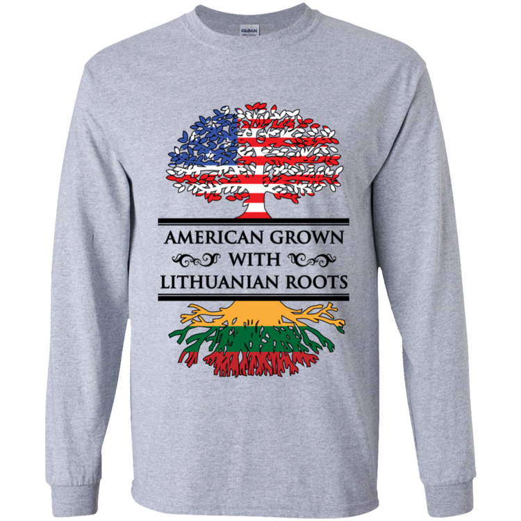 American Grown Lithuanian Roots - Boys Youth Classic Long Sleeve T-Shirt - Lithuania Strong