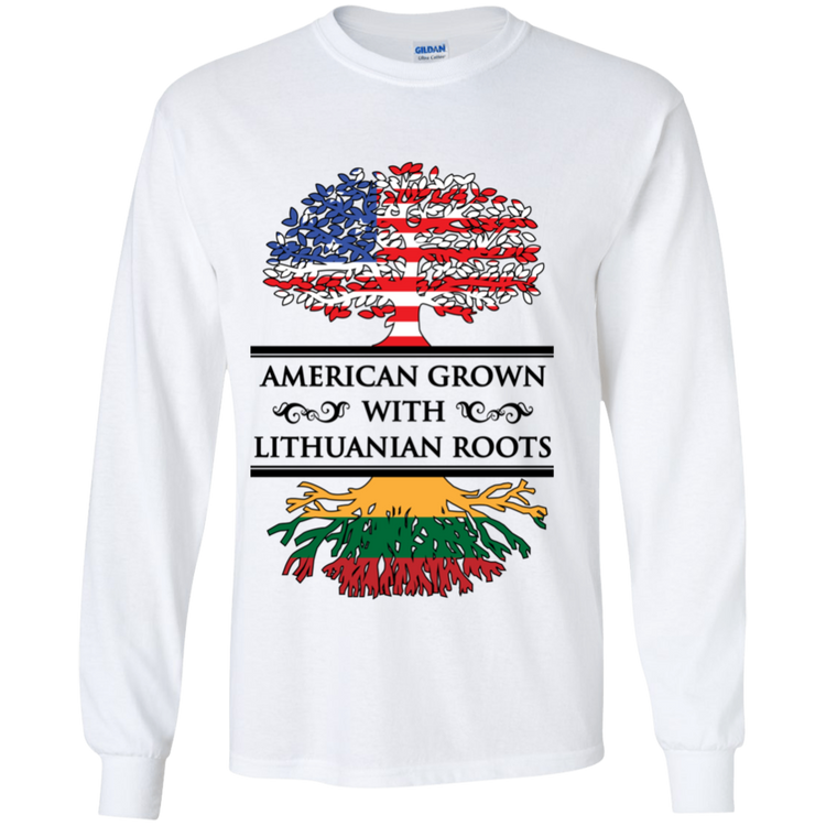 American Grown Lithuanian Roots - Boys Youth Classic Long Sleeve T-Shirt - Lithuania Strong