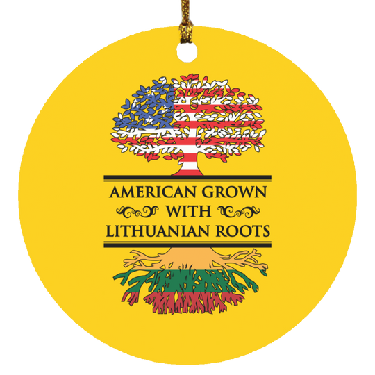 American Grown Lithuanian Roots - MDF Circle Ornament - Lithuania Strong