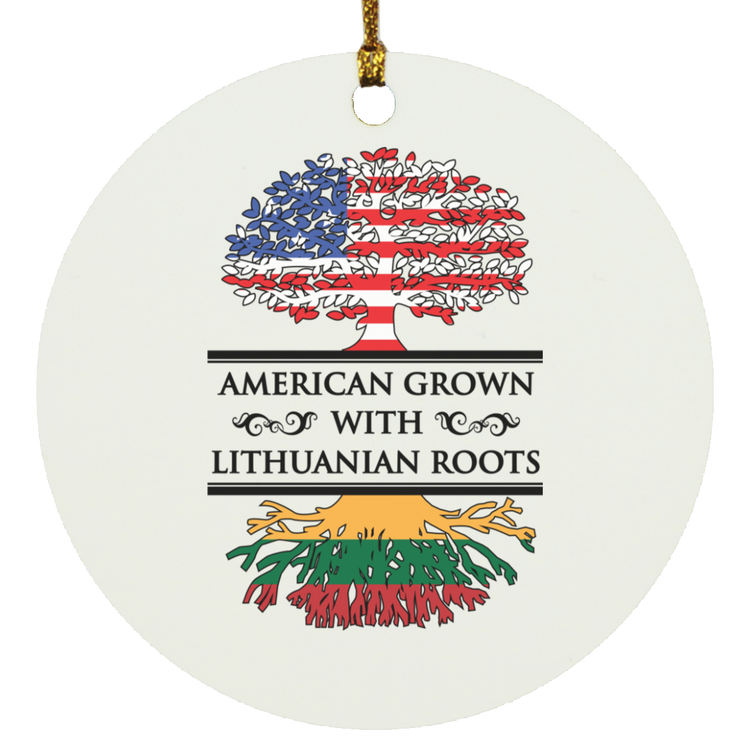 American Grown Lithuanian Roots - MDF Circle Ornament - Lithuania Strong