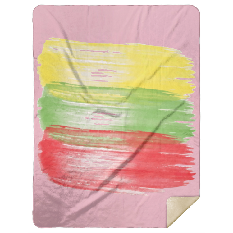 Brush Strokes - Premium Mink Sherpa Blanket 60x80 - Lithuania Strong