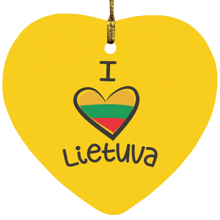 I Love Lietuva - MDF Heart Ornament