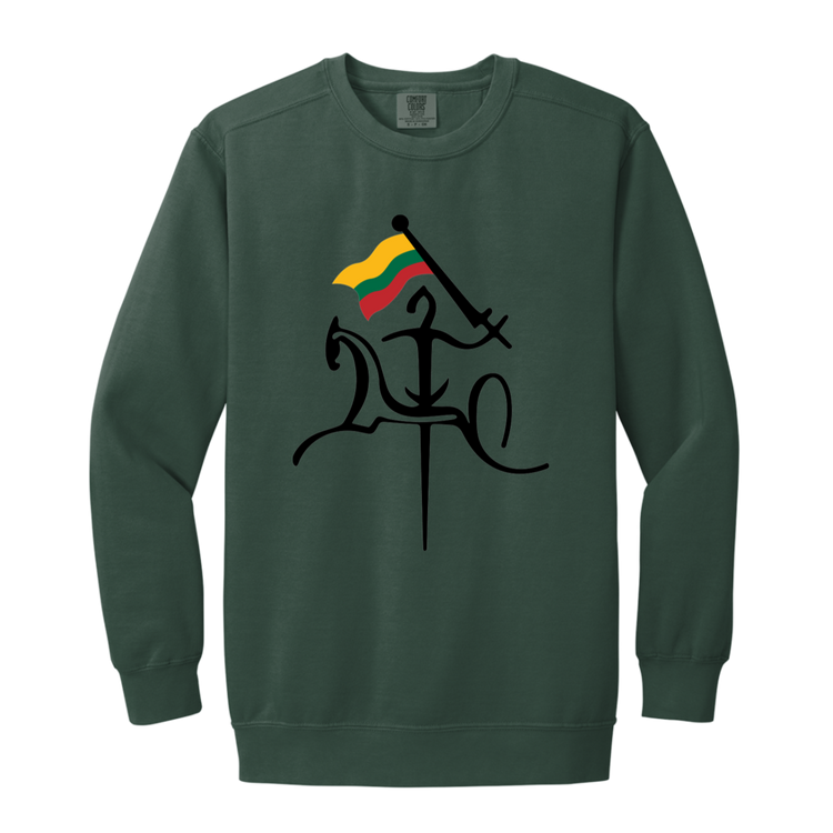 Vytis with Flag - Men/Women Unisex Soft-Washed Crewneck Sweatshirt