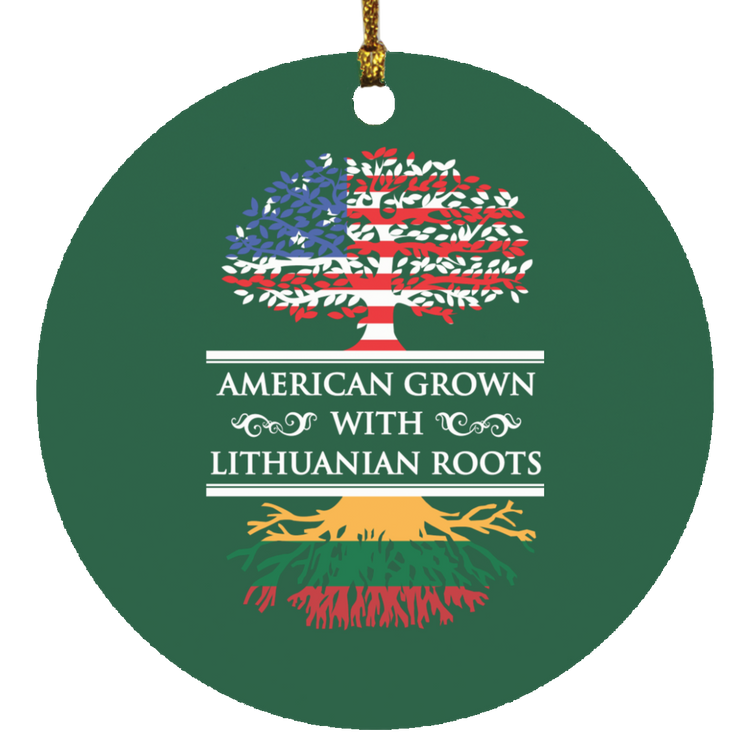 American Grown Lithuanian Roots - MDF Circle Ornament