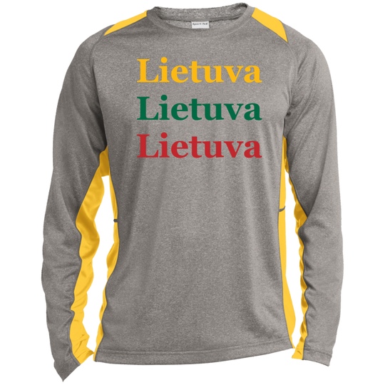 Lietuva - Men's Long Sleeve Colorblock Activewear Performance T