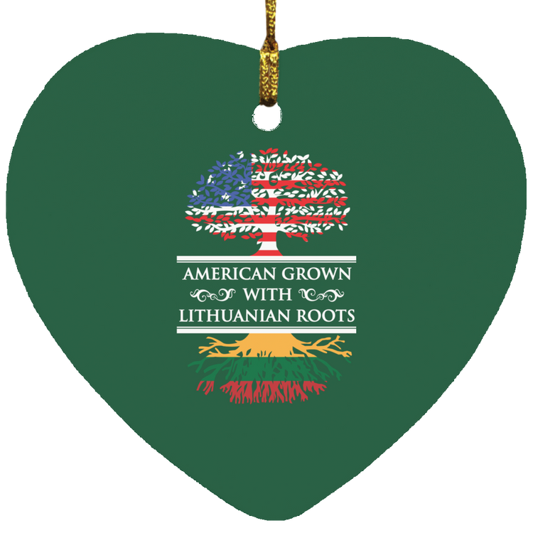 American Grown Lithuanian Roots - MDF Heart Ornament