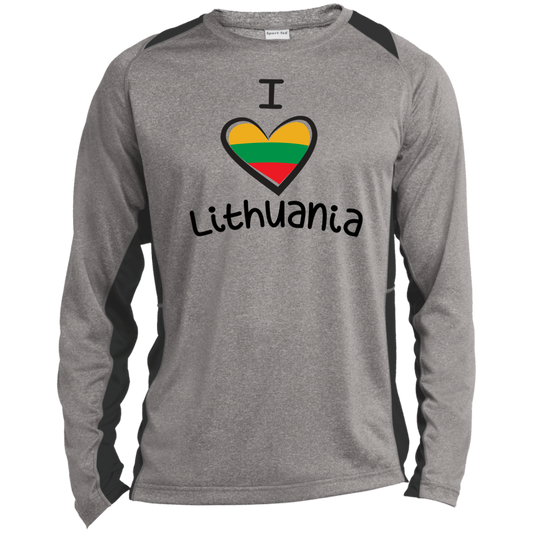 I Love Lithuania - Men's Long Sleeve Colorblock Activewear Performance T