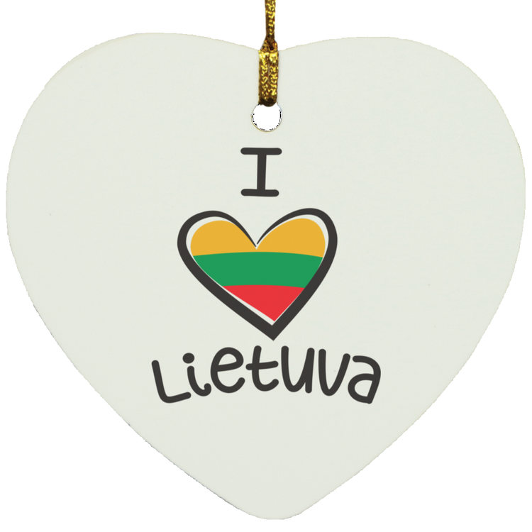 I Love Lietuva - MDF Heart Ornament