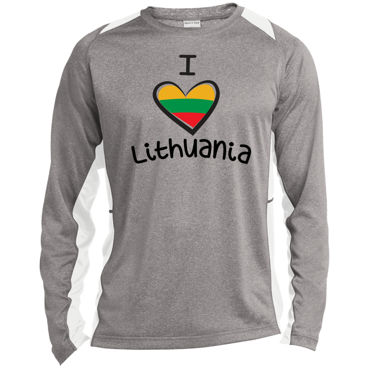 I Love Lithuania - Men's Long Sleeve Colorblock Activewear Performance T