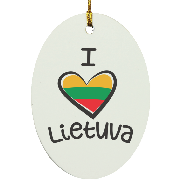 I Love Lietuva - MDF Oval Ornament