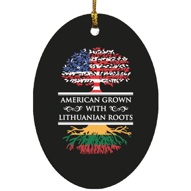 American Grown Lithuanian Roots - MDF Oval Ornament