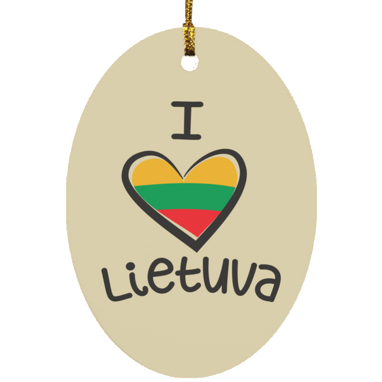I Love Lietuva - MDF Oval Ornament