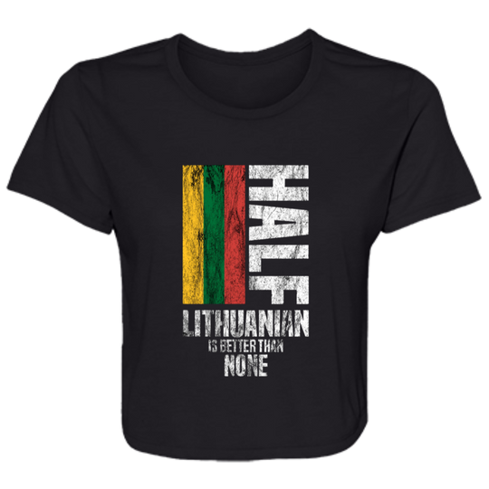 Half Lithuanian - Womens BellaCanvas Flowy Cropped Tee - Lithuania Strong