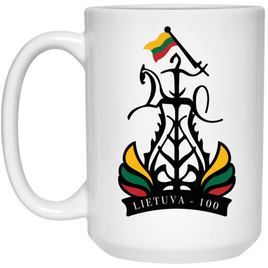 Lietuva 100 Restored - 15 oz. White Ceramic Mug - Lithuania Strong