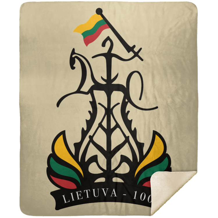 Lietuva 100 Restored - Premium Mink Sherpa Blanket 50x60 - Lithuania Strong