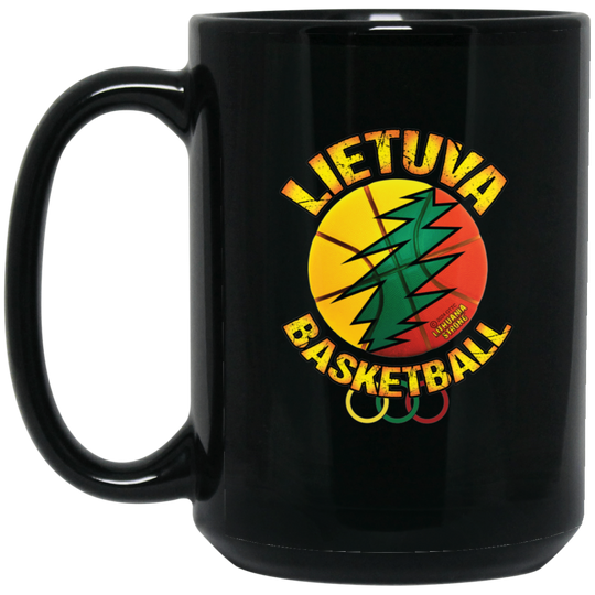 Lietuva Basketball - 15 oz. Black Ceramic Mug - Lithuania Strong