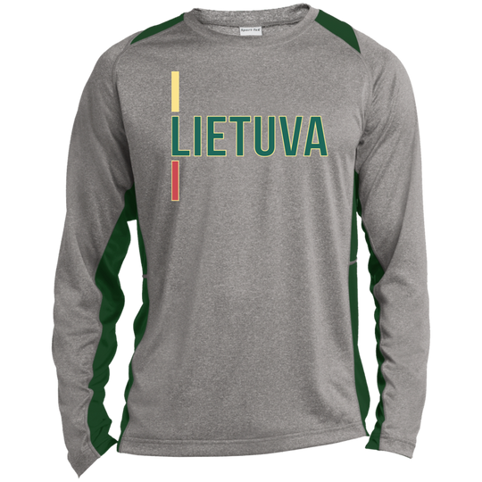Lietuva III - Mens Long Sleeve Colorblock Activewear Performance T - Lithuania Strong