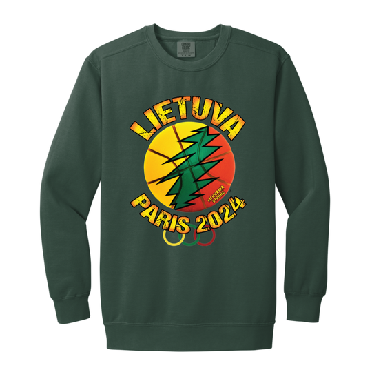 Lietuva Paris 2024 -MenWomen Unisex Soft-Washed Crewneck Sweatshirt - Lithuania Strong