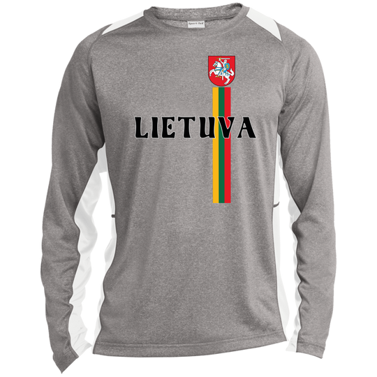 Lietuva Vytis - Mens Long Sleeve Colorblock Activewear Performance T - Lithuania Strong