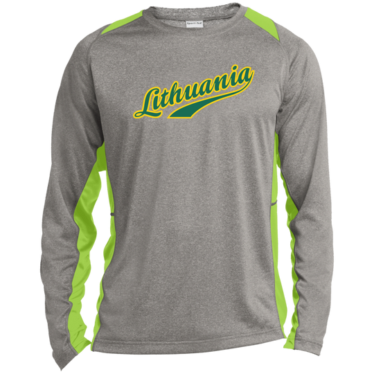 Lithuania - Mens Long Sleeve Colorblock Activewear Performance T - Lithuania Strong