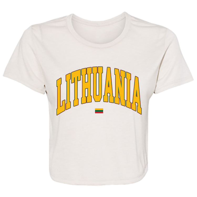 Lithuania - Womens BellaCanvas Flowy Cropped Tee - Lithuania Strong