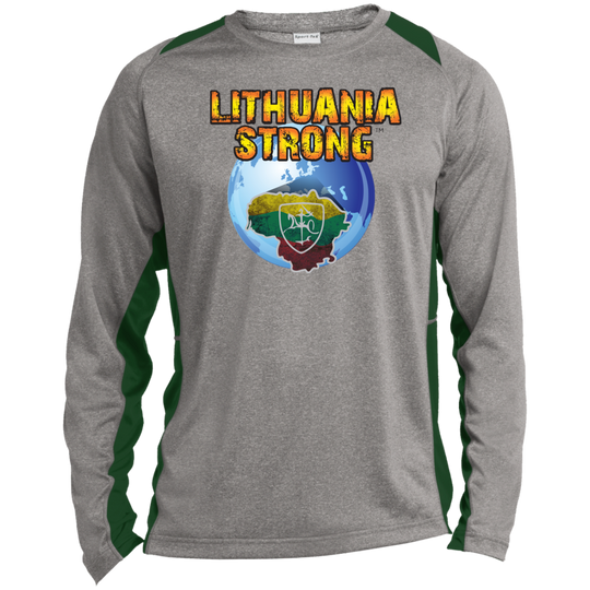 Lithuania Strong - Mens Long Sleeve Colorblock Activewear Performance T - Lithuania Strong