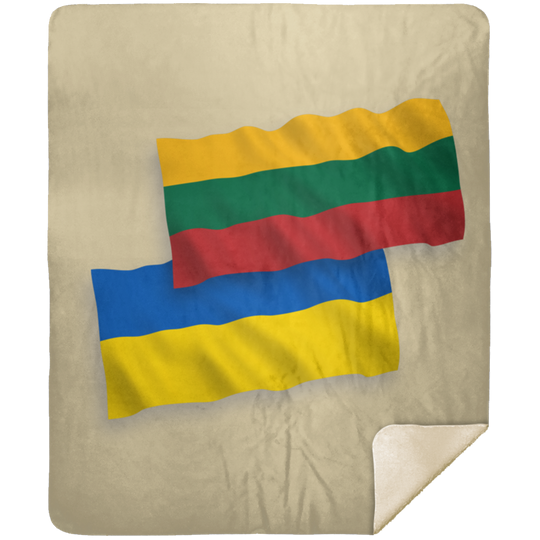 Lithuania Ukraine Flag - Premium Mink Sherpa Blanket 50x60 - Lithuania Strong