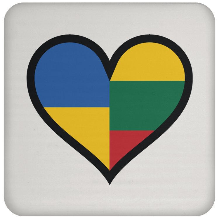 Lithuania Ukraine Heart - High Gloss Coaster - Lithuania Strong