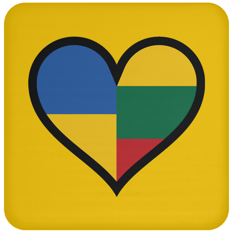 Lithuania Ukraine Heart - High Gloss Coaster - Lithuania Strong