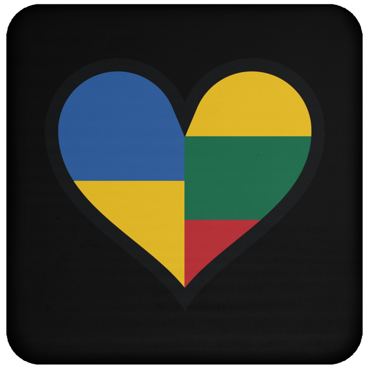Lithuania Ukraine Heart - High Gloss Coaster - Lithuania Strong