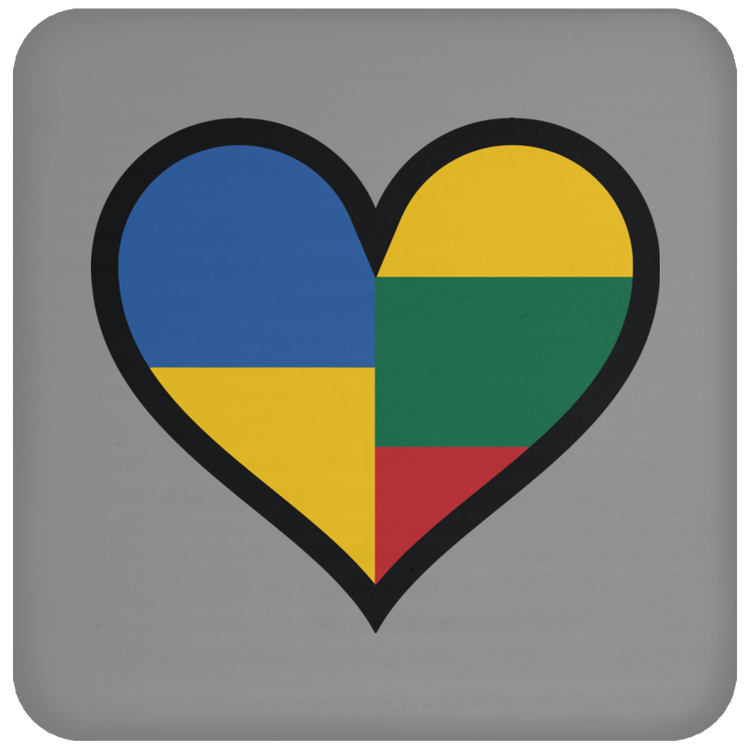 Lithuania Ukraine Heart - High Gloss Coaster - Lithuania Strong