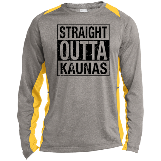 Straight Outta Kaunas - Mens Long Sleeve Colorblock Activewear Performance T - Lithuania Strong