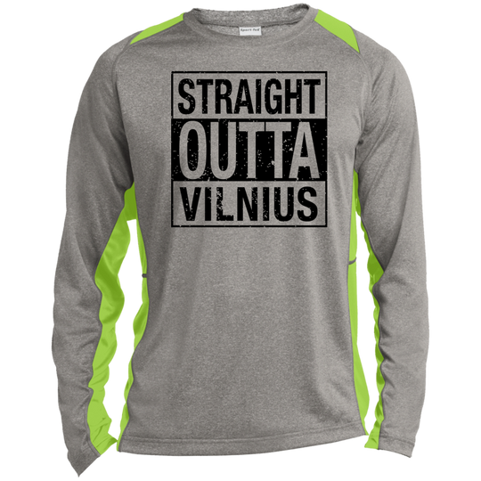 Straight Outta Vilnius - Mens Long Sleeve Colorblock Activewear Performance T - Lithuania Strong