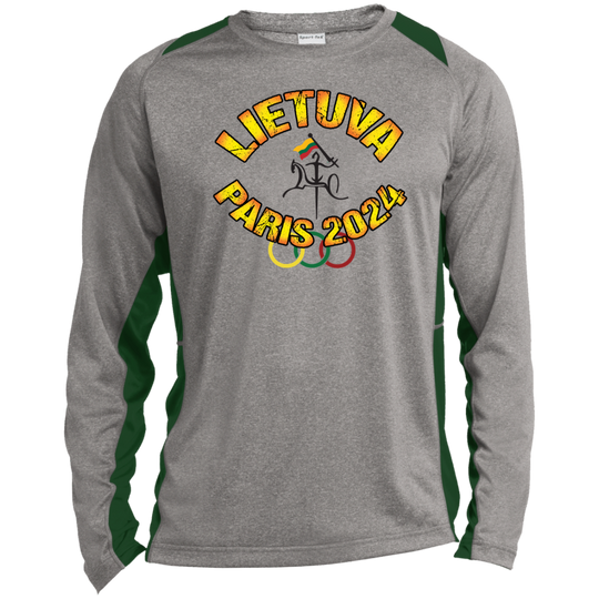 Team Lietuva 2024 Vytis - Mens Long Sleeve Colorblock Activewear Performance T - Lithuania Strong
