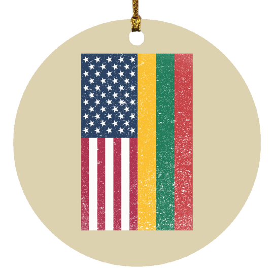 USA Lithuania Flag - MDF Circle Ornament - Lithuania Strong