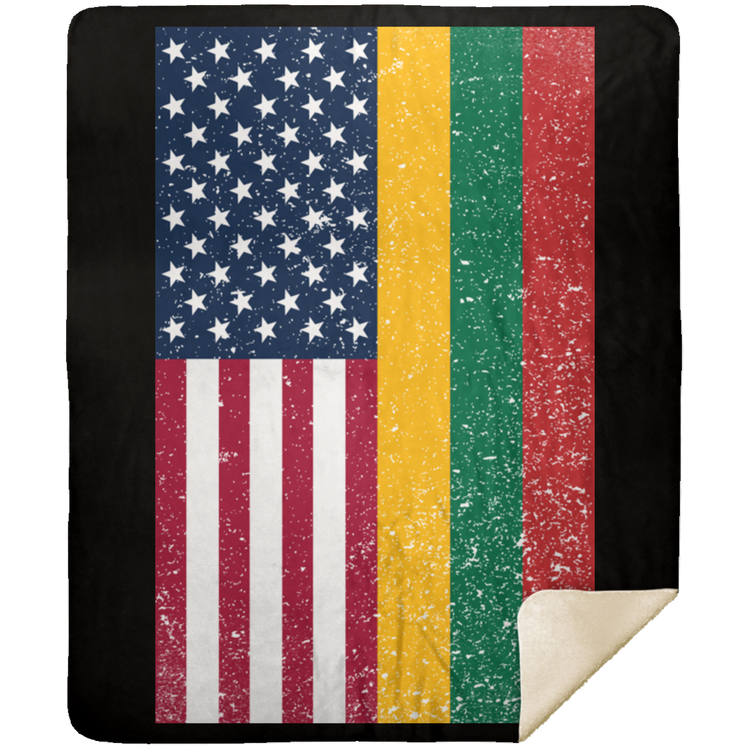 USA Lithuania Flag - Premium Mink Sherpa Blanket 50x60 - Lithuania Strong