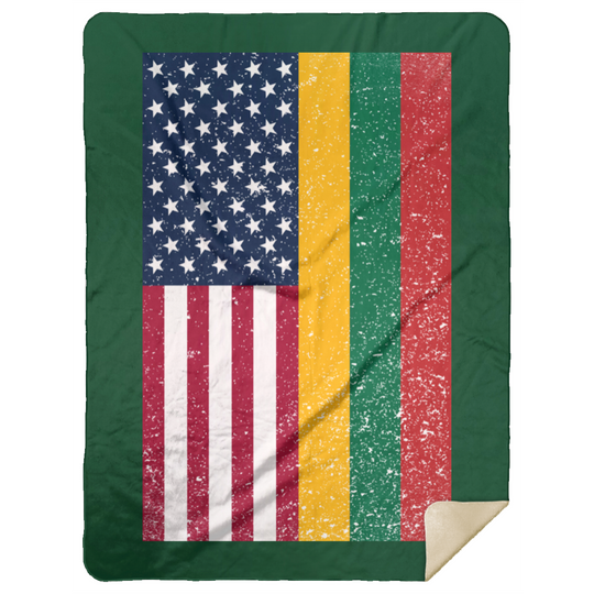USA Lithuania Flag - Premium Mink Sherpa Blanket 60x80 - Lithuania Strong