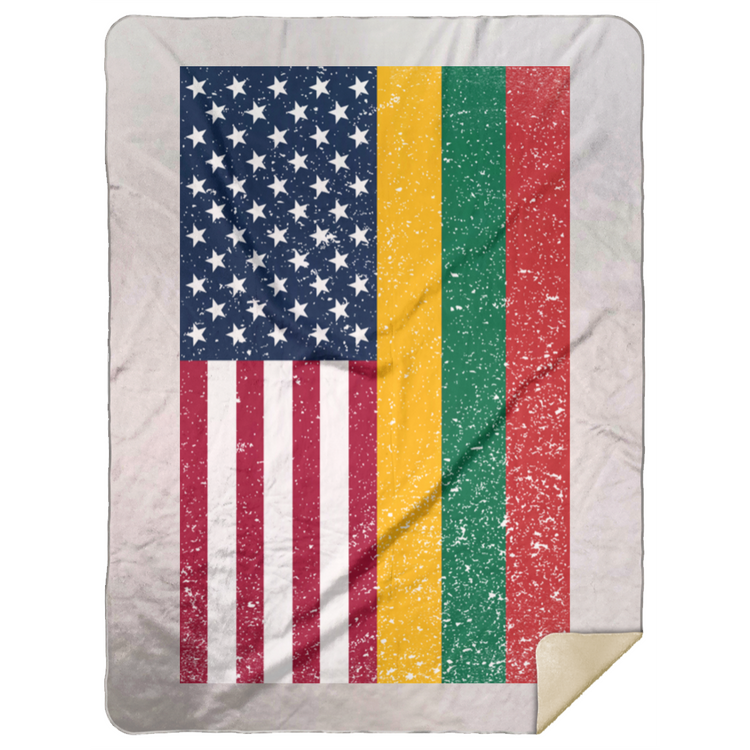 USA Lithuania Flag - Premium Mink Sherpa Blanket 60x80 - Lithuania Strong