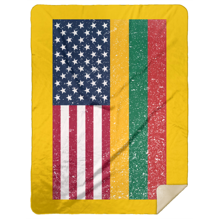 USA Lithuania Flag - Premium Mink Sherpa Blanket 60x80 - Lithuania Strong