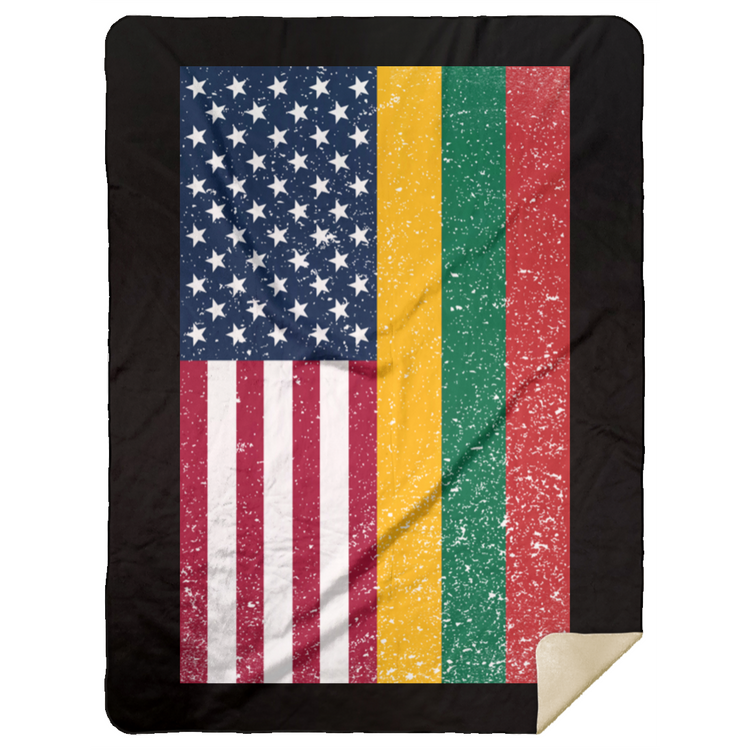 USA Lithuania Flag - Premium Mink Sherpa Blanket 60x80 - Lithuania Strong