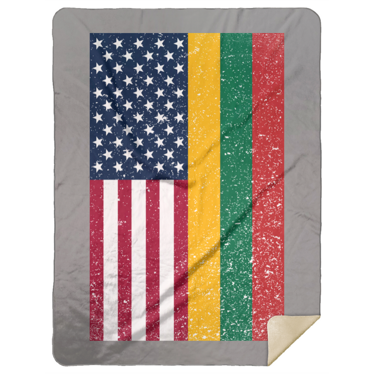 USA Lithuania Flag - Premium Mink Sherpa Blanket 60x80 - Lithuania Strong