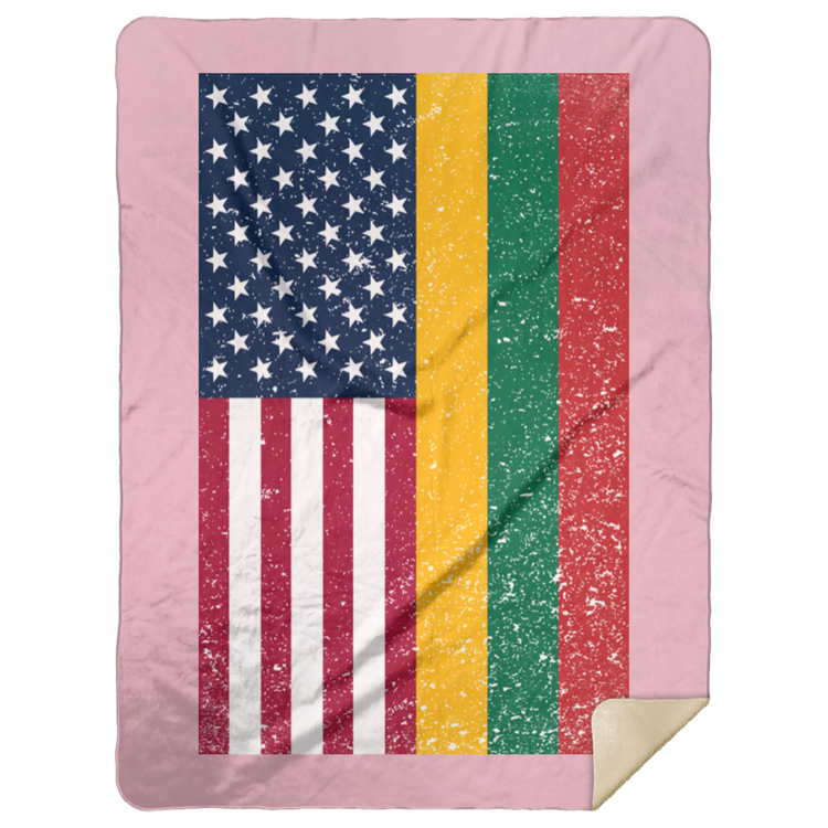 USA Lithuania Flag - Premium Mink Sherpa Blanket 60x80 - Lithuania Strong