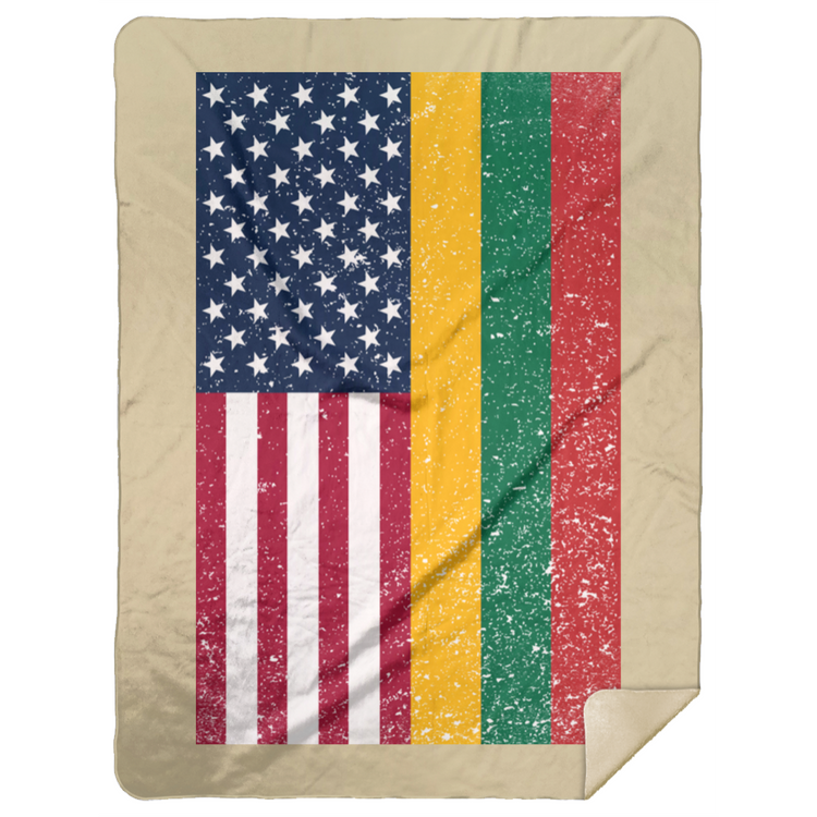 USA Lithuania Flag - Premium Mink Sherpa Blanket 60x80 - Lithuania Strong